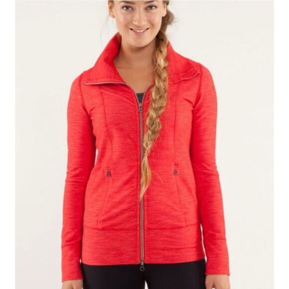 Lululemon Daily Yoga Jacket Reversible Slub Denim Love Red Size 8 - Picture 1 of 7